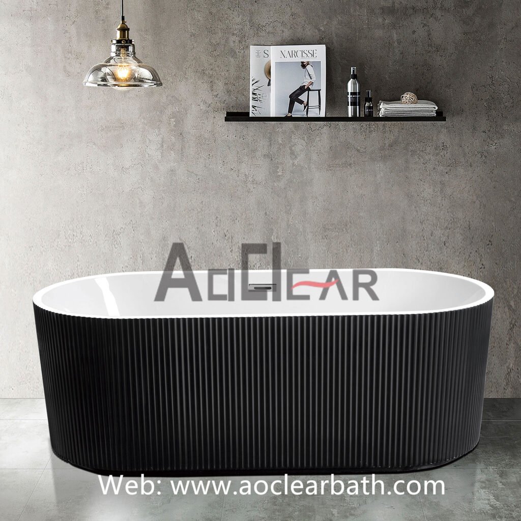 modern fashion soaking black freestanding hotel bathroom acrylic bathtub