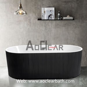 modern fashion soaking black freestanding hotel bathroom acrylic bathtub