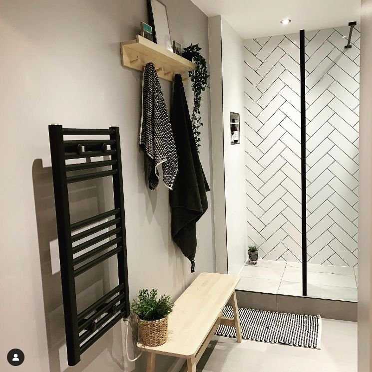 small modern shower room bench